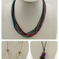 3 Beaded Necklaces Multicolor Seed Bead Suede Cord Amber Pendant