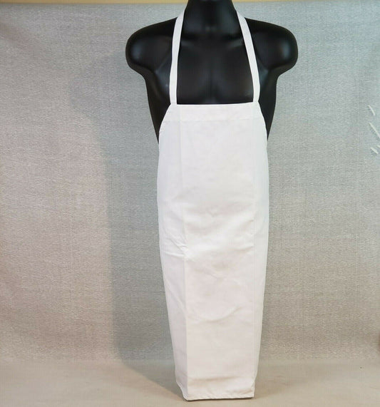 White Bar Kitchen Bib Apron B5 Fame Fabrics No Pockets 33"L x 29"W Stained Spots