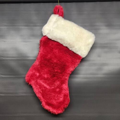 Red Heavy Velvet Christmas Stocking White Cuff Unbranded Large 8" Wide x 15" L