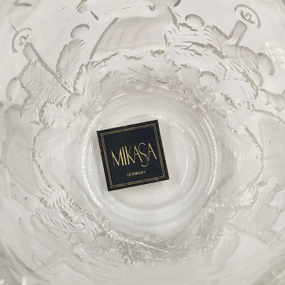 Mikasa Christmas Holiday Lights Candle Holder w Angels Crystal Frosted Glass 3"