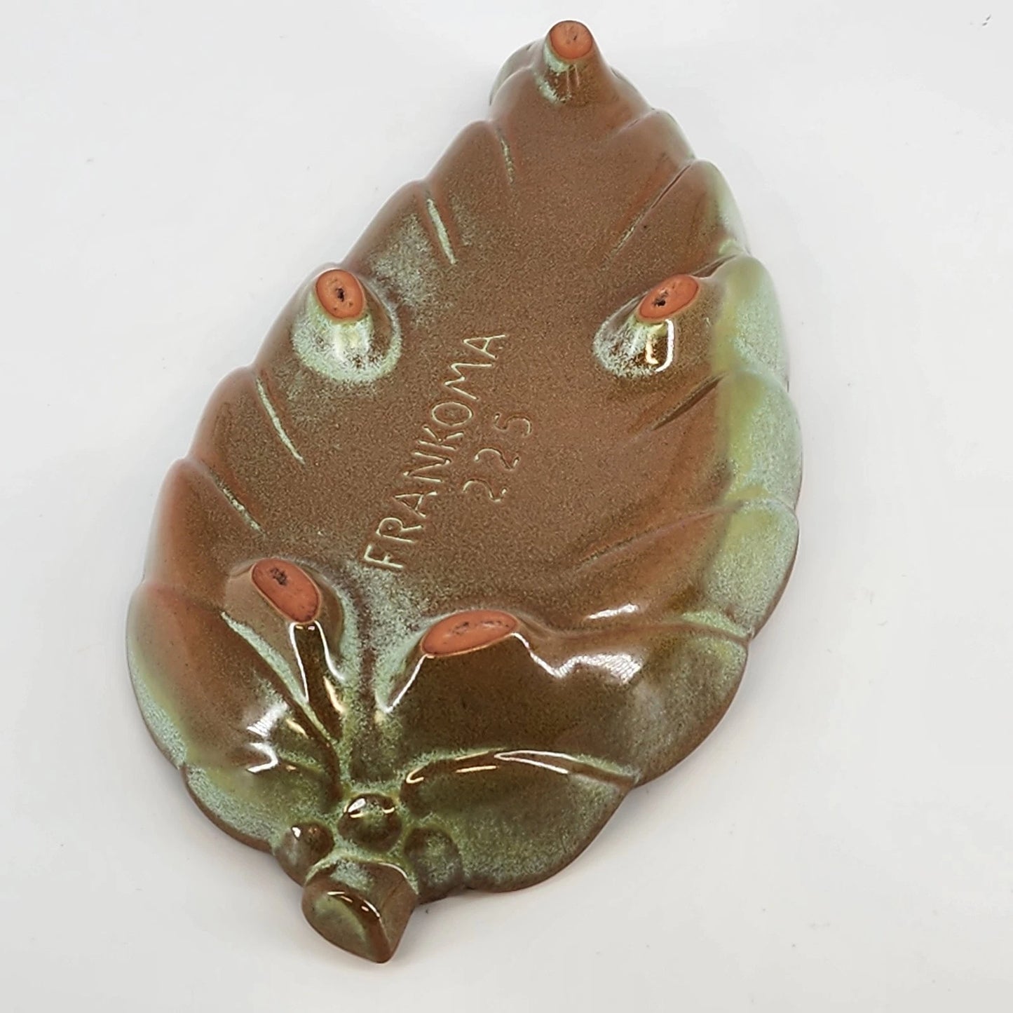 Frankoma Pottery Prairie Green Leaf Dish 225 Footed Serving Tray Oklahoma Clay