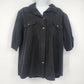 White Stag Women XL 16-18 Black Cotton Stretch Button Front Roll Tab Sleeve Top