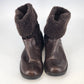 Sonoma Western Ankle Boots Life Style Women's 8.5 Brown Block Heel Fur Trim