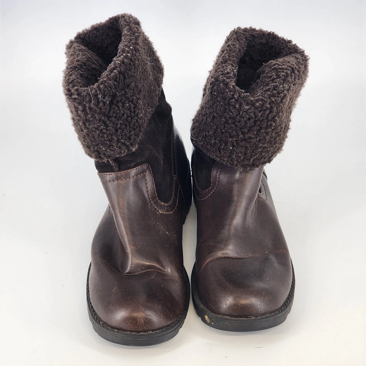 Sonoma Western Ankle Boots Life Style Women's 8.5 Brown Block Heel Fur Trim