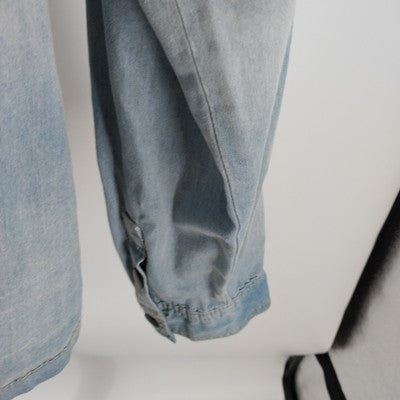 Ruff Hewn Women’s Denim Shirt Jacket XL Light Blue Snap Front w Pockets VTG