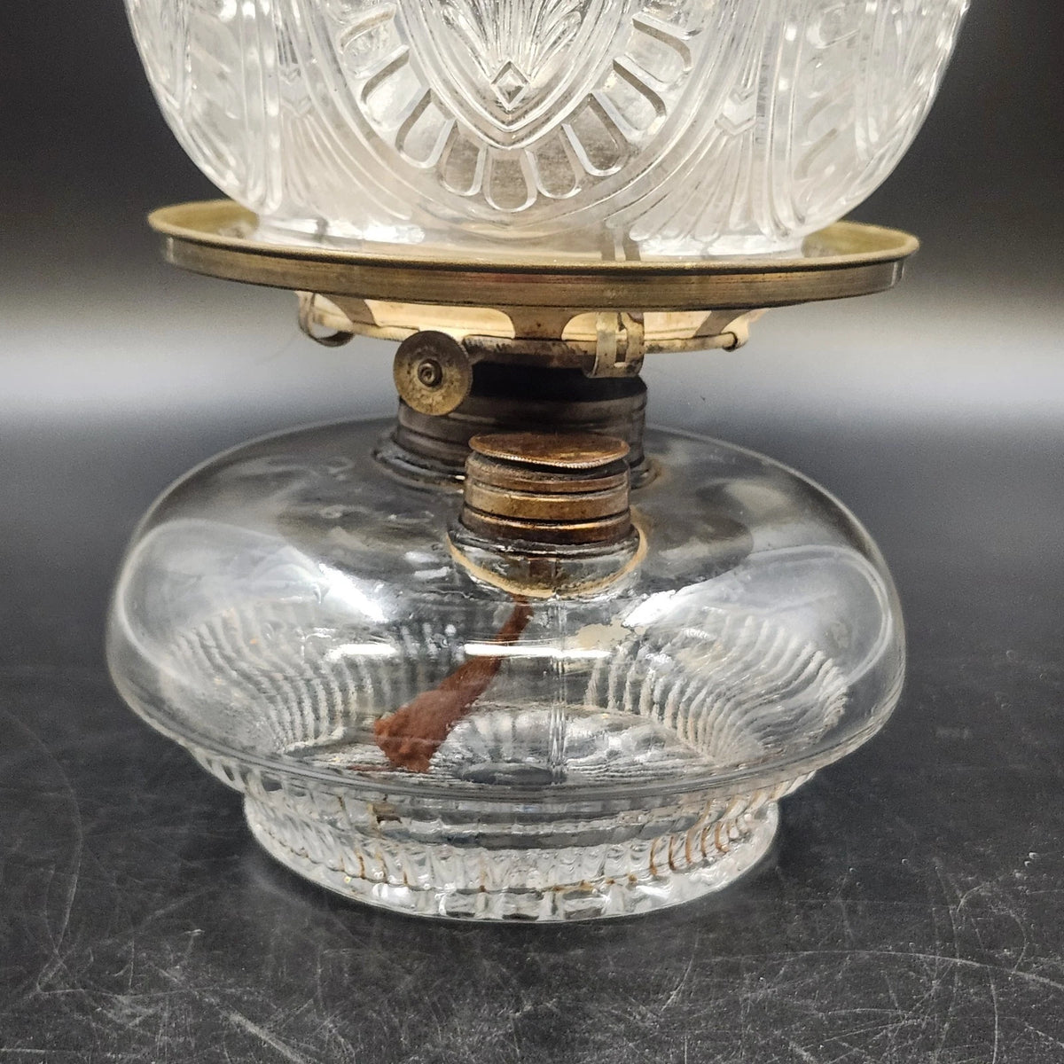 Antique Victorian Clear Pressed Glass Kerosene Oil Lamp Chimney Shade 14"