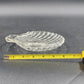Clamshell Divided Crystal Glass Serving Dish 6"x1" 1950s Vintage