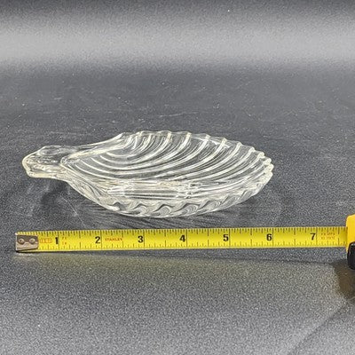 Clamshell Divided Crystal Glass Serving Dish 6"x1" 1950s Vintage