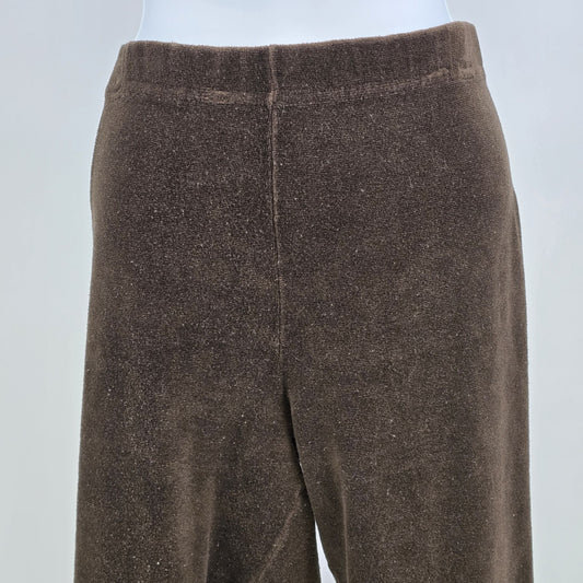 Merona Wide Leg Stretchable Brown Velvet Pants Large Cotton Blend 34" Turkey