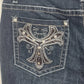 Earl Jean Women's Denim Jeans Dark Blue Bedazzled Rhinestone Pockets Inseam 31"