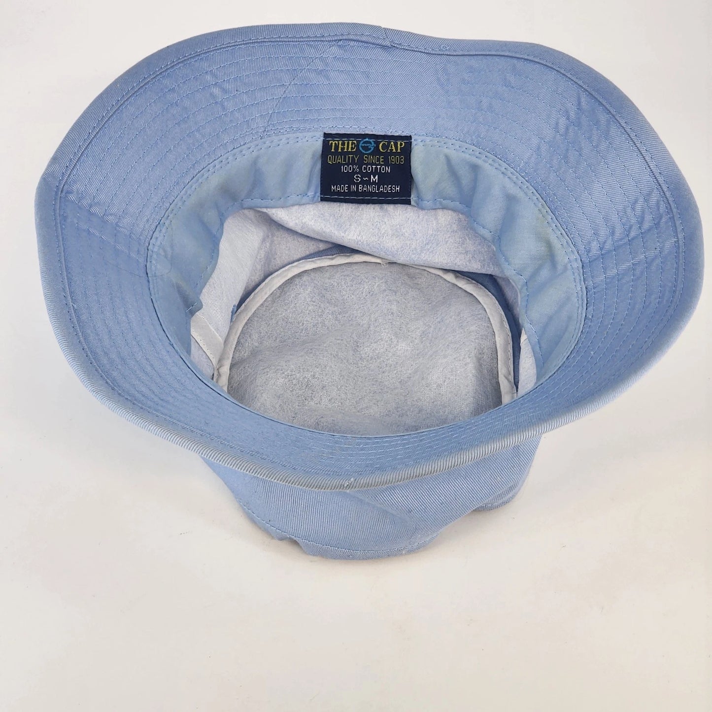 The Cap 2-Tone Cotton Twill Bucket Hat Light Blue Navy Hat Band S-M Summer Cap