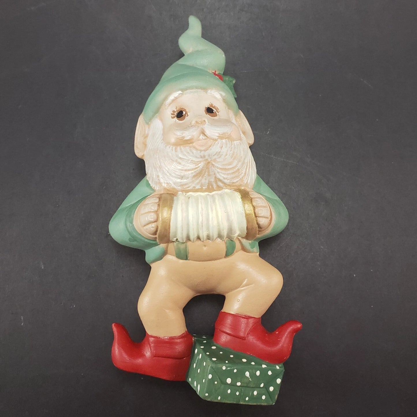 Set of 3 Ceramic Elf Gnome Musician Figurines Christmas Guitar Horn Accordion