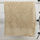 Gold Beige Lace Fabric Tablecloth Cover with Palm Tree Design Motif 34" Square