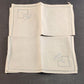 Set of Four White and Blue Linen Table Cloth Napkins Vintage 10½ W x 10½ L