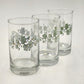 3 Corelle Callaway Green Ivy 6oz Glassware Juice Corning 4" USA