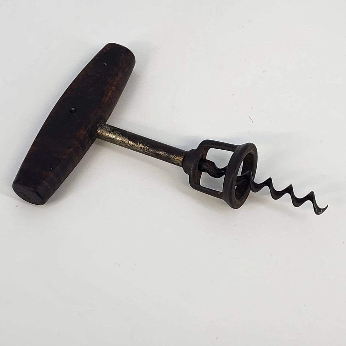 WILLIAMSON'S Corkscrew Wine Bottle Opener Flat Wood T Handle Boot Lever 5.5" Vtg