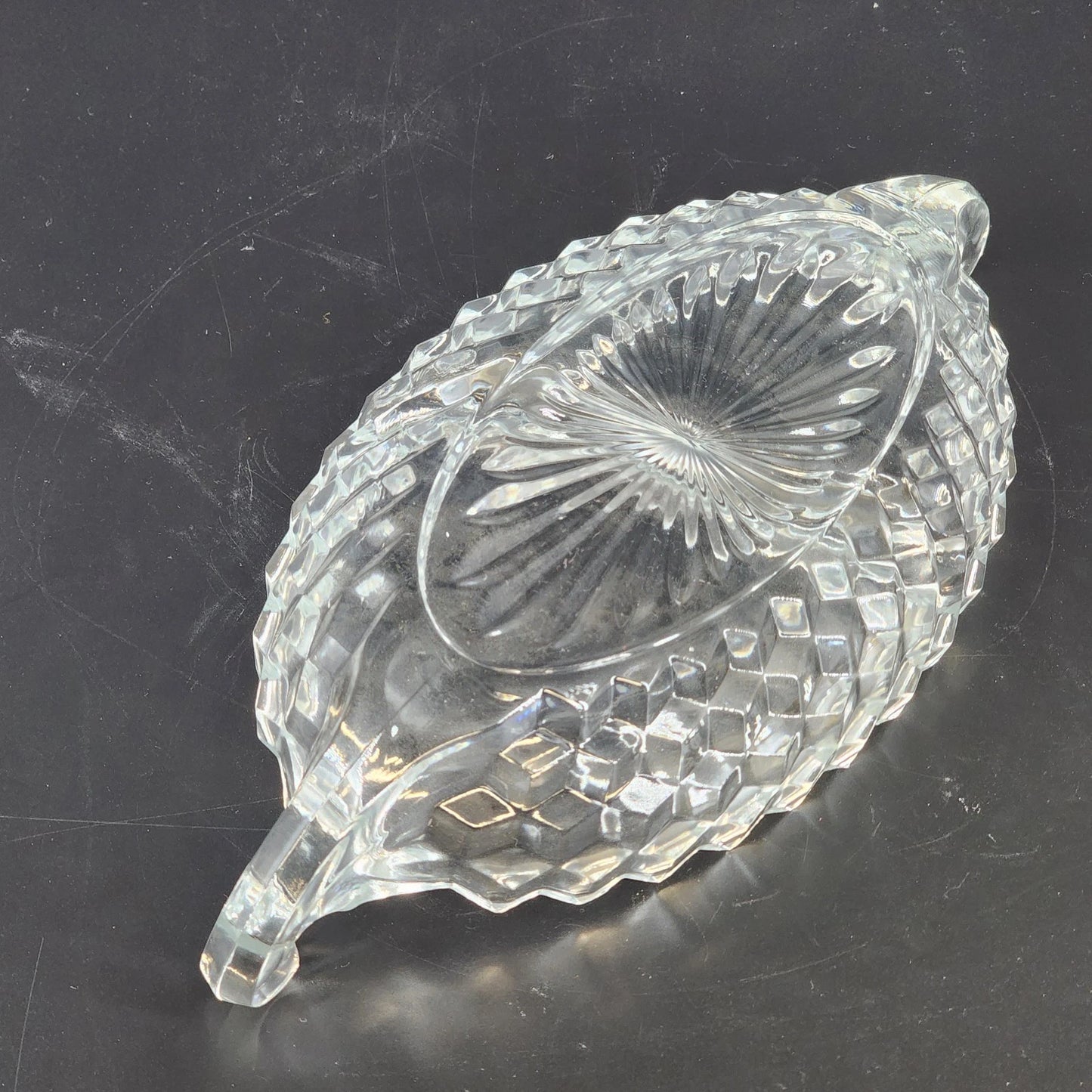 Fostoria American Relish Boat Divided Clear Glass Cubist Dish 11 Inch