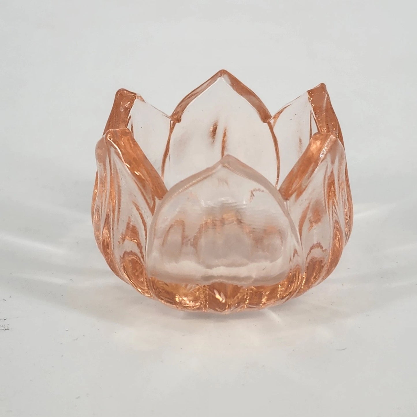 Westmoreland Pink Glass Lotus Flower Open Salt Cellar Individual Dip 1.25" Vtg