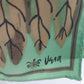 Vera Leaf Print Scarf Green Brown 14" x 44" Rectangle 100% Acetate Japan Vintage