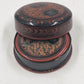 Vintage Lacquerware Coaster Set – 6 Matching Ceramic Foo Dog Coasters in Black, Red & Gold with Storage Box – Asian Guardian Lion Motif