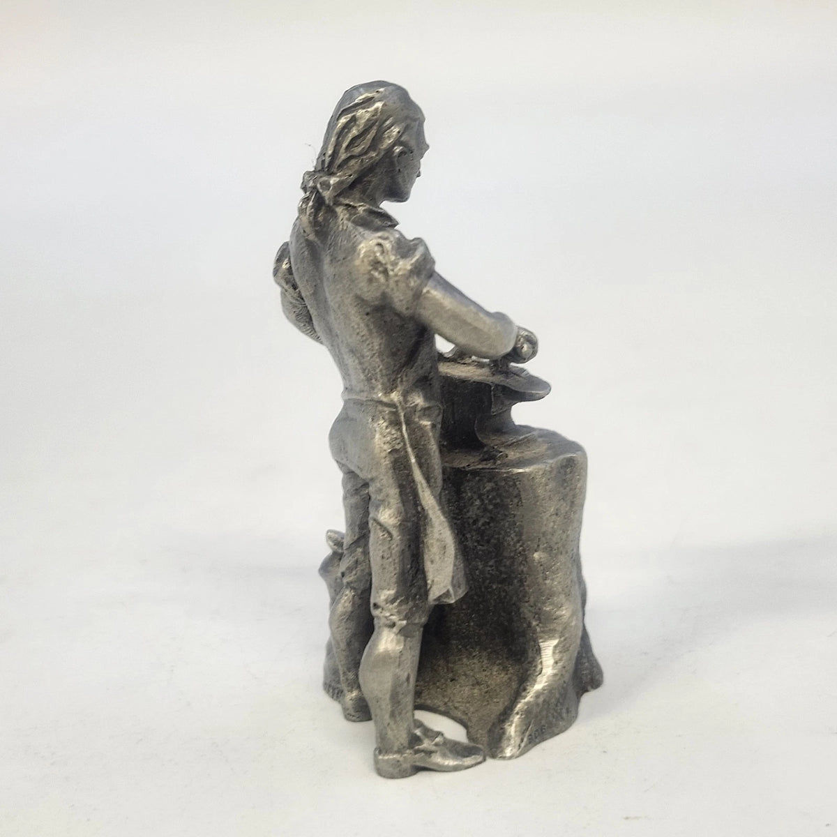 Hudson Baston 1972 Colonial Blacksmith Pewter Figurine Anvil Hammer 3" Vintage