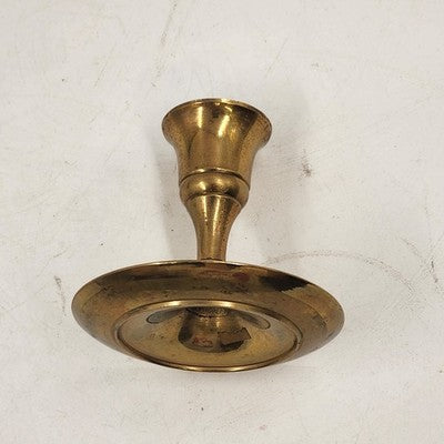 Solid Brass Gold Tone Candlestick Candle Hlder 2.5" x 3" Made in India Vintage