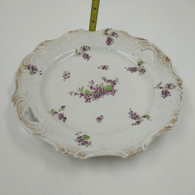 Limoges Bassett Austria Serving Platter Violet Floral Flower with Gold Tone Edge