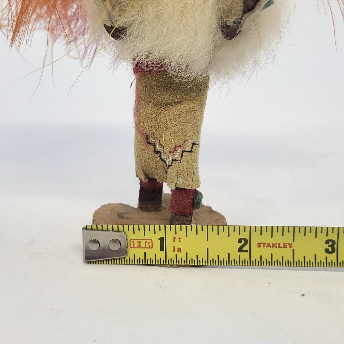 Rainbow C.Zopah Handmade Feather Folk Art Figure Colorful Wood Base 5" 154-168