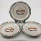 3 Gibson Welcome Home Dinner Plates 10.25" Stoneware Fruit Basket Green Rim
