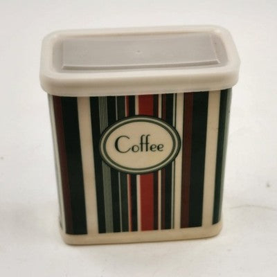 California Pantry Coffee Canister Jar 5.25 "Green Red Striped Festive 2005 w Lid