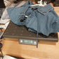 Earl Jean Chambray Tunic Blouse L Blue Cotton Lace-Up Grommet Ties Pockets