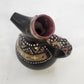 Ukrainian Art Pottery Pitcher Black Red Tan Raised Geometric Elongated Spout Vtg