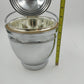 Silver Chromium Solid Brass Ice Bucket Cooler Hinged Lid Arm & Glass 13" 1950's