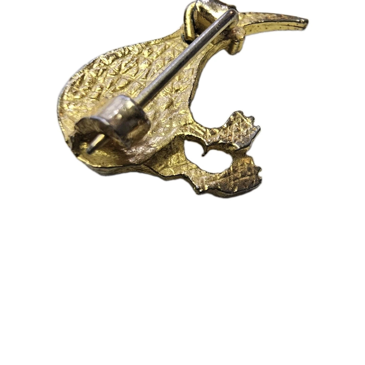New Zealand Paua Abalone Shell Kiwi Bird Brooch Pin Gold Tone 1" Vintage Jewelry