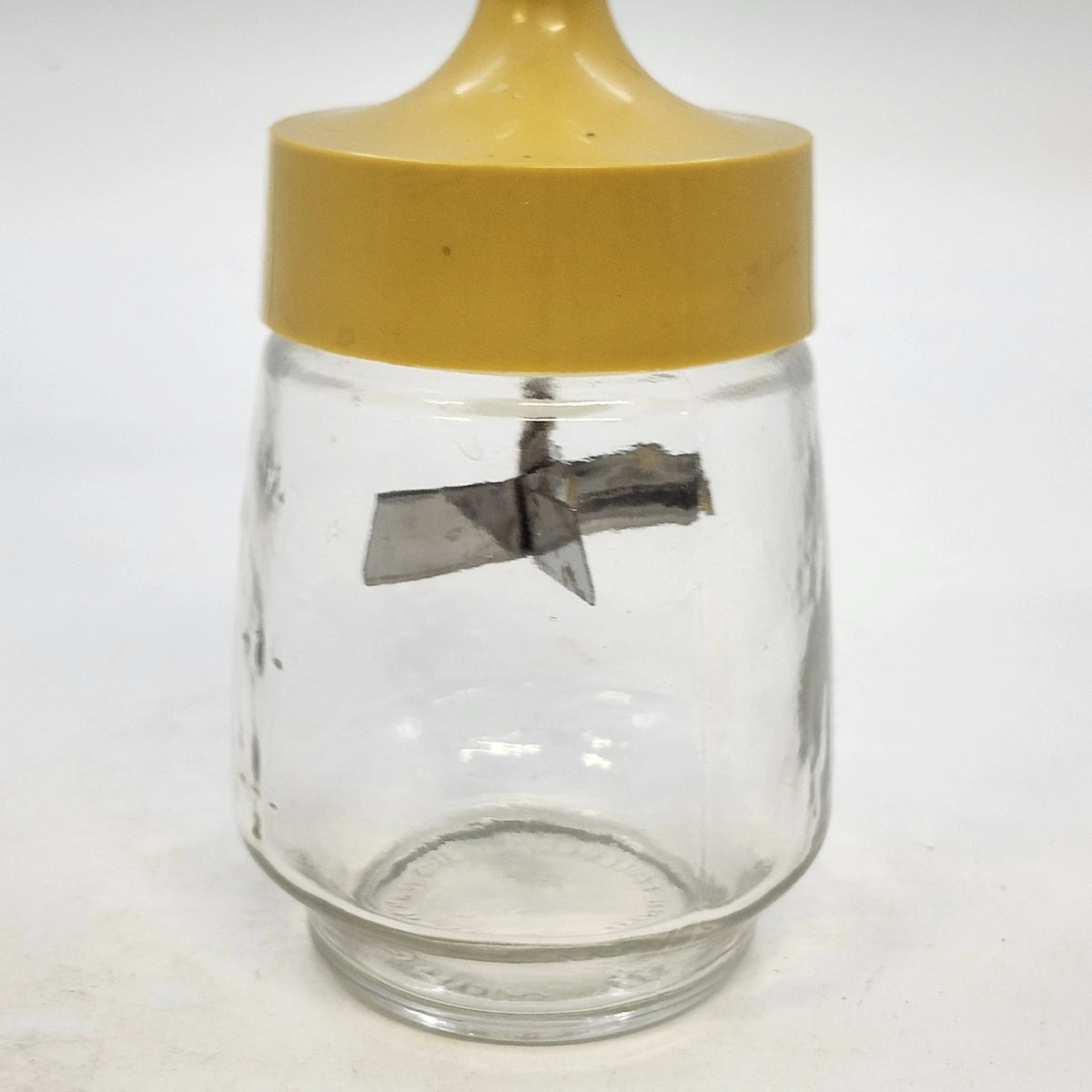 Federal Housewares Glass Food Chopper Yellow Lid Manual 10" Vintage Kitchen Tool
