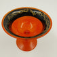 Lancaster Marguerite Orange Black Glass Pedestal Bowl Gold Gilt 1930s VTG