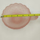 Imperial Glass Pink Frosted Satin Pansy Dish Handle Candy Trinket Bowl Chipped