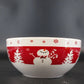 Trisa Snowman Christmas Tree Red White Stoneware Cereal Soup Bowl 6" China
