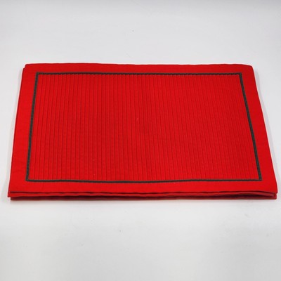 Set of 4 Solid Red Pleated Line Holiday Placemats with Green Piping 17.5"x12.5"