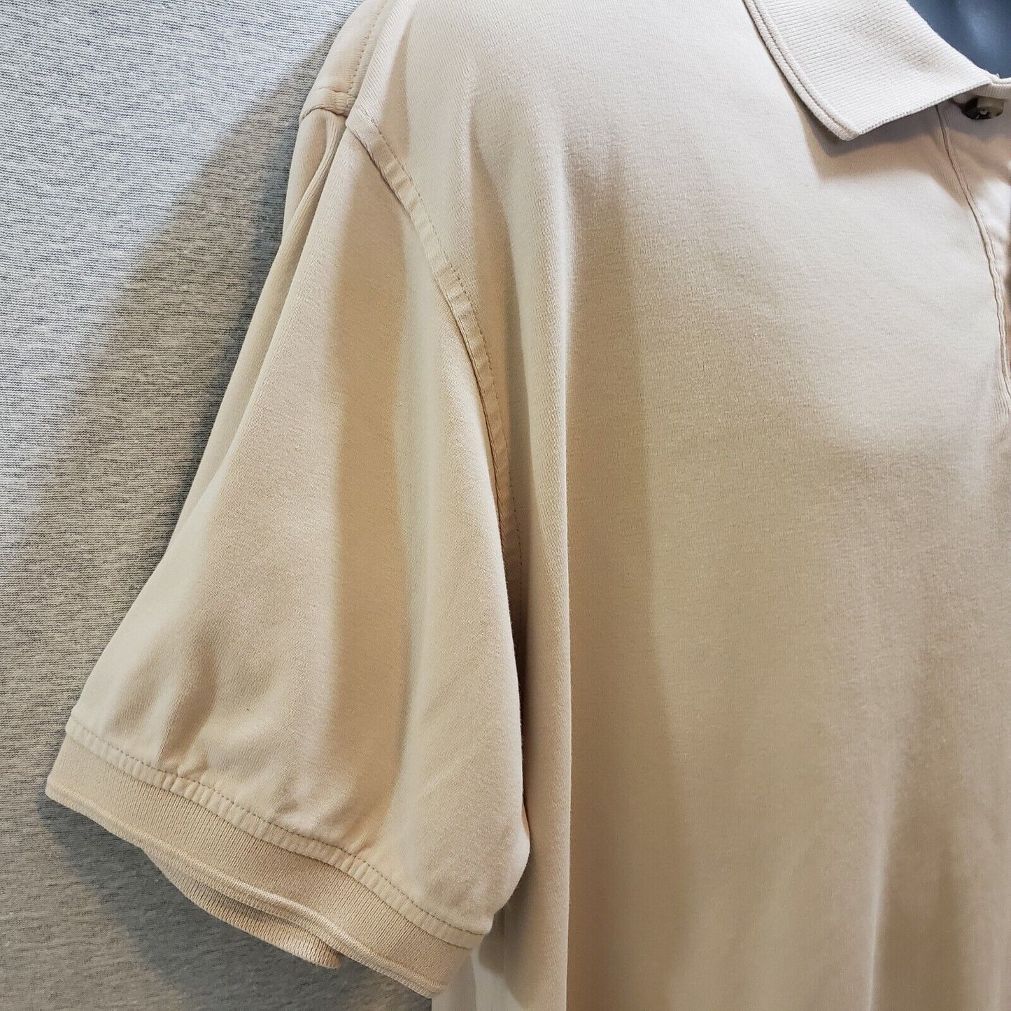 Van Heusen Men's Short Sleeve Polo Rugby Shirt Size XL Beige 100% Cotton