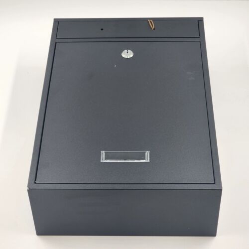 Yulli Wall Mounted Locking Vertical Dropbox Mailbox Black Galvanized Steel NOS