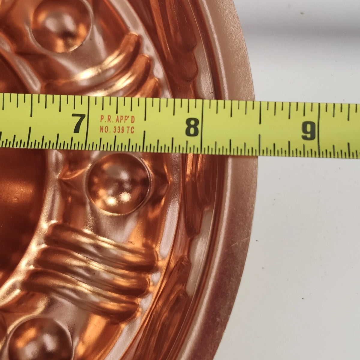 Copper Tone Jello Gelatin Ring Mold 3.5 Cup Geometric Wall Hanging 8.5" Vintage
