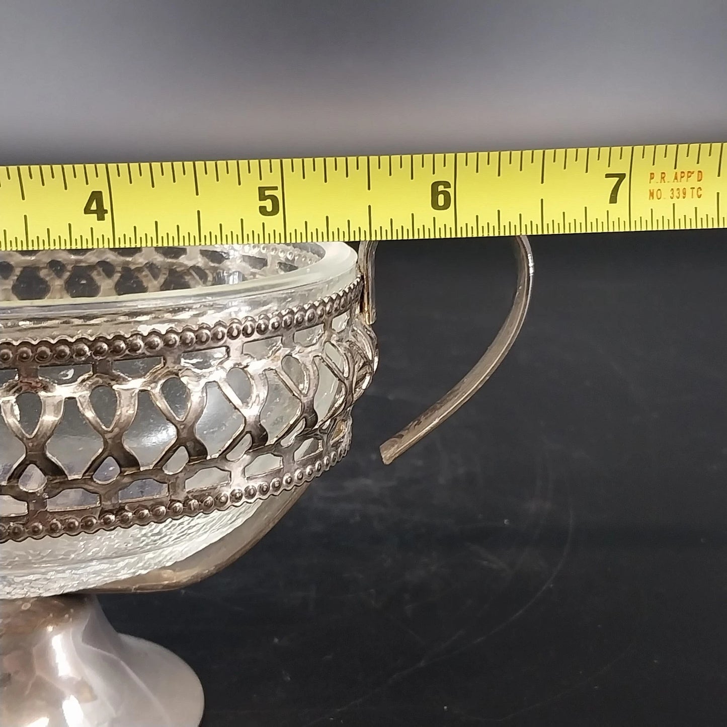 Vintage Raimond Silverplated Crystal Footed Oval Dish Spoon