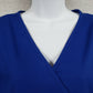 Scrubs Brand Medical Scrub Top Blue Solid Size 1XL 3 Front Pockets Tie Back