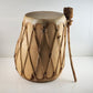 Native American Log Wood Drum & Beater Stretched Raw Hide Skin No Tree Bark Vtg