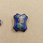 Set of 2 Gold Tone Cloisonné Stud Earrings Blue Floral & Butterfly
