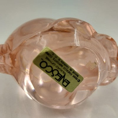 Enesco Art Glass Easter Bunny Peach Figurine 3.5” Vintage Rabbit Paperweight