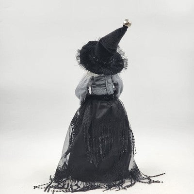 Spooky Witch Tree Topper Figurine Crystal Ball Halloween 17"x6" Table Top Decor
