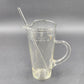 Etched Clear Glass Martini Pitcher 1 Qt w/ Stirrer Fused Handle 8"