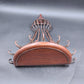 Half-Round Floating Wall Shelf Dark Wood Top Ornamental Metal Support 16.5"